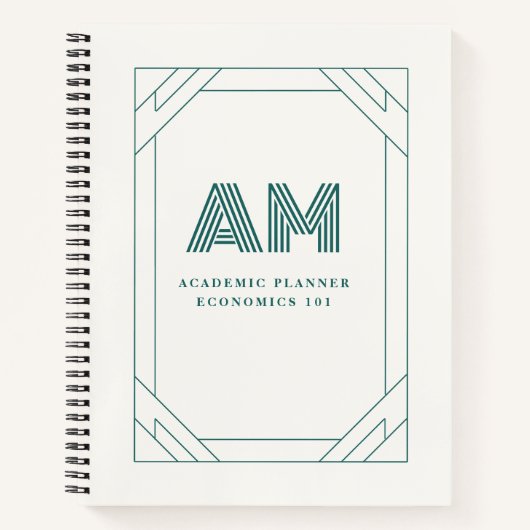 Elegante Gepersonaliseerde Monogram Studieplanner Notitieboek (Voorkant)