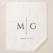 Elegante gepersonaliseerde monogramdatum Sherpa-de Sherpa Deken (Voorkant)