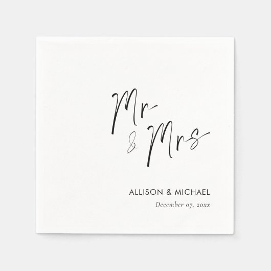 Elegante gepersonaliseerde Mr & Mrs Wedding Napkin Servet (Voorkant)