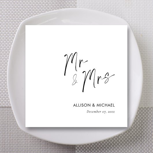 Elegante gepersonaliseerde Mr & Mrs Wedding Napkin Servet