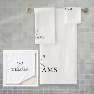 Elegante gepersonaliseerde naam golfclubs bad handdoek