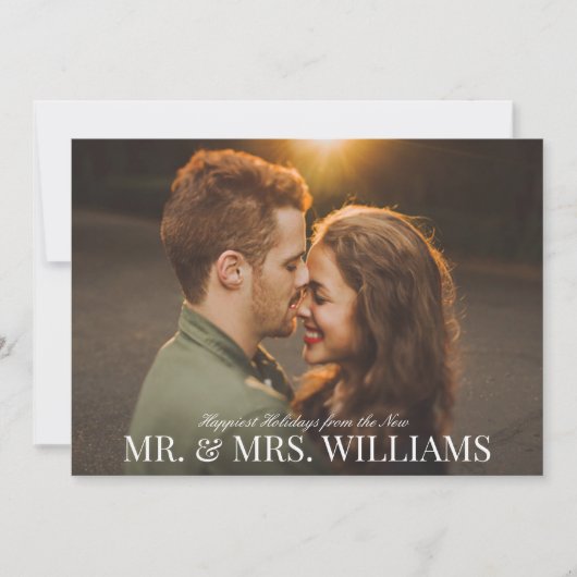 Elegante gepersonaliseerde naam Pas getrouwd Kerst Feestdagenkaart (Voorkant)