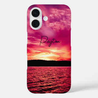 Elegante gepersonaliseerde naam Schemering Zonsond iPhone 16 Hoesje