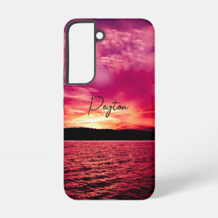 Elegante gepersonaliseerde naam schemering zonsond samsung galaxy hoesje