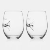 Elegante Gepersonaliseerde Naam van het paar Datum Wijnglas Zonder Voet (Links)