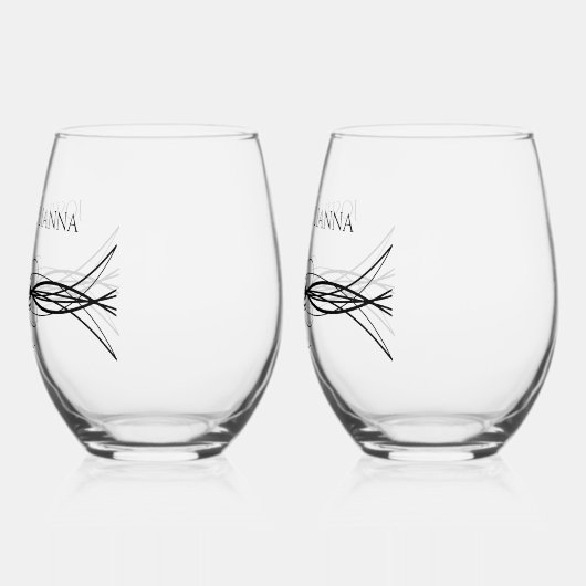 Elegante Gepersonaliseerde Naam van het paar Datum Wijnglas Zonder Voet (Links)