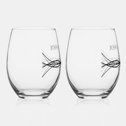 Elegante Gepersonaliseerde Naam van het paar Datum Wijnglas Zonder Voet (Rechts)