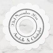 Elegante gepersonaliseerde namen chic wit wijnglaslabel (Voorkant)