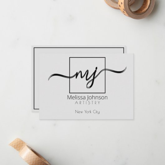 Elegante gepersonaliseerde notitiekaartje (Voorkant / Achterkant in situ)