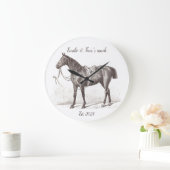 Elegante gepersonaliseerde paardenruitersport grote klok (Huis)