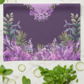 Elegante gepersonaliseerde Paarse en aubergine blo Theedoek (Gevouwen)