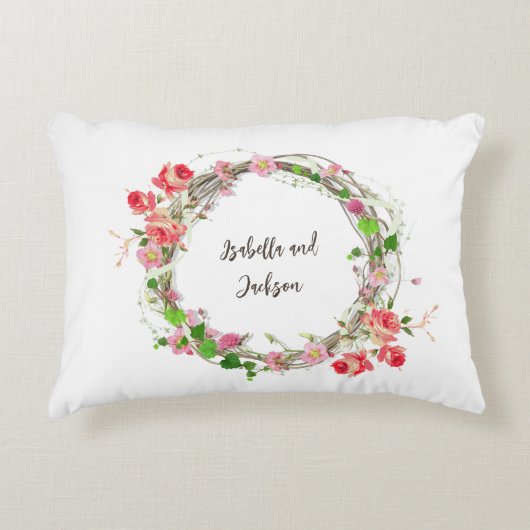 Elegante gepersonaliseerde pasgetrouwden paar naam accent kussen (Voorkant)