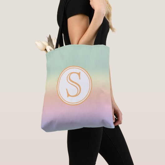 Elegante gepersonaliseerde pastel Waterverf regenb Tote Bag (Dichtbij)
