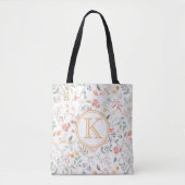 Elegante gepersonaliseerde pastelbloem tote bag (Voorkant)