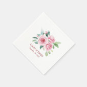 Elegante gepersonaliseerde rode bloemen trouwpapie servet (Hoek)