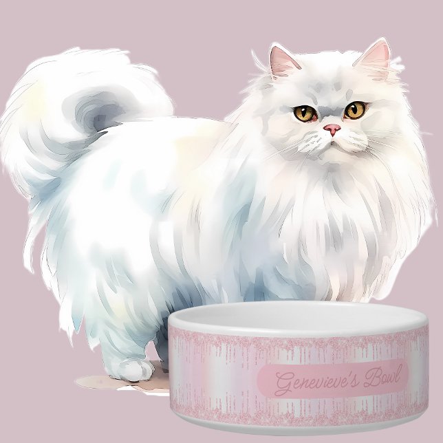 Elegante gepersonaliseerde roze drup glinsterende  voerbakje (Creator heeft geüpload)