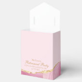 Elegante gepersonaliseerde roze gouden pensioenfee bedankdoosjes (Geopend)