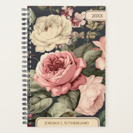 Elegante gepersonaliseerde roze & ivoor donkere bl planner