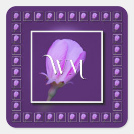 Elegante gepersonaliseerde roze, Paarse lentebloem Vierkante Sticker