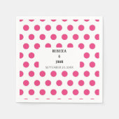 Elegante gepersonaliseerde roze polka dot bruiloft servet (Voorkant)
