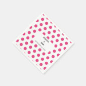 Elegante gepersonaliseerde roze polka dot bruiloft servet (Hoek)