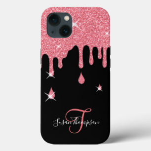 Elegante gepersonaliseerde roze sparkles Case-Mate iPhone case