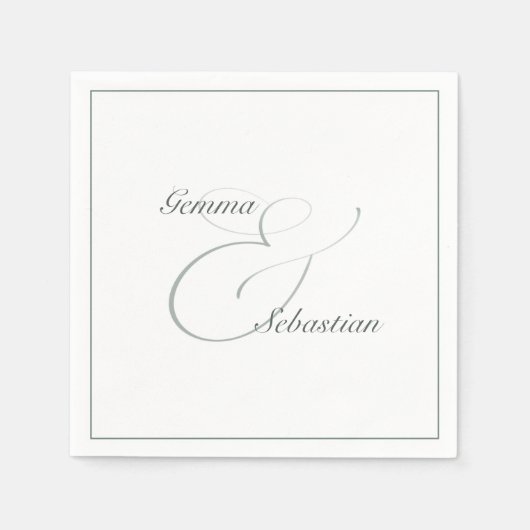 Elegante gepersonaliseerde salie bruiloft receptie servet (Voorkant)