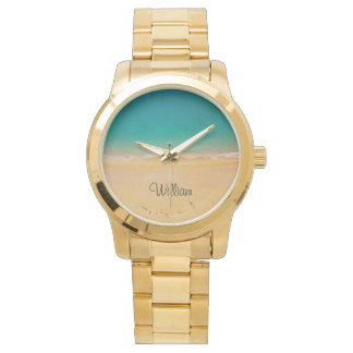 Elegante gepersonaliseerde strand zee horloge