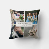 Elegante gepersonaliseerde trouwdag fotocollage kussen (Achterkant)