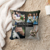Elegante gepersonaliseerde trouwdag fotocollage kussen (Deken)
