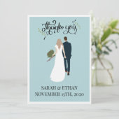 Elegante gepersonaliseerde trouwkaarten voor dankb kaart (Staand voorkant)