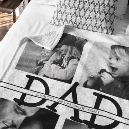 Elegante Gepersonaliseerde Vader Fotocollage Fleece Deken