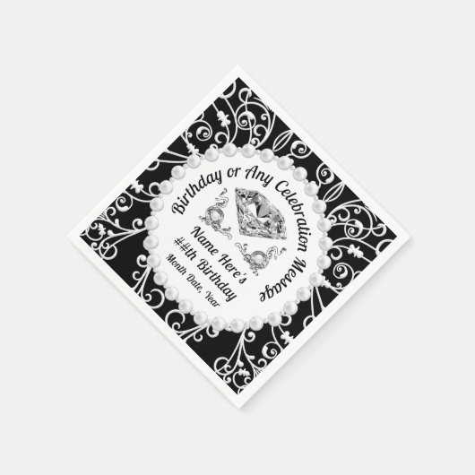 Elegante gepersonaliseerde, verjaardagspapier serv servet (Hoek)