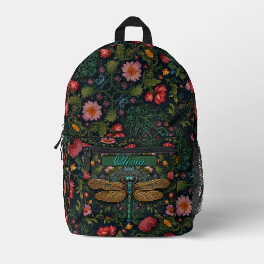 Elegante Gepersonaliseerde Vintage libel boho chic Bedrukte Rugzak (Voorkant)