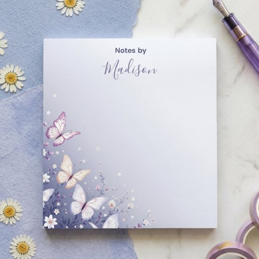 Elegante Gepersonaliseerde Vlindertuin  Notitieblok