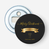 Elegante gepersonaliseerde vrolijk kerst flesopene button flesopener (Voorkant)