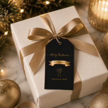 Elegante gepersonaliseerde vrolijke kerstcadeautag