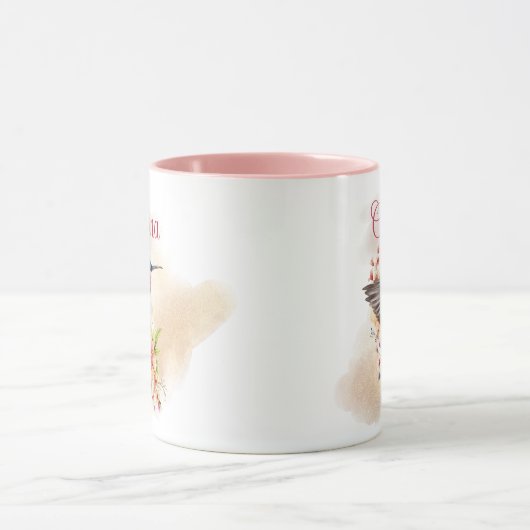 Elegante gepersonaliseerde waterverf kolibrie mok (Midden)