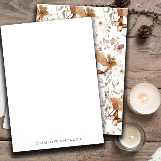 Elegante gepersonaliseerde Waterverf Wildflower Notitiekaartje