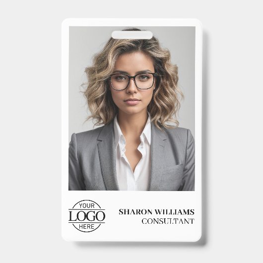 Elegante gepersonaliseerde werknemer Foto bedrijf  Badge (Front)