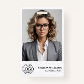 Elegante gepersonaliseerde werknemer Foto bedrijf  Badge (Voorkant)