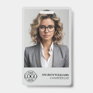 Elegante Gepersonaliseerde Werknemersfoto Bedrijfs Badge