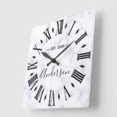 Elegante gepersonaliseerde witte marmer vierkante klok (Hoek)