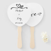 Elegante gepersonaliseerde witte trouw handwaaier (Voorkant en achterkant)