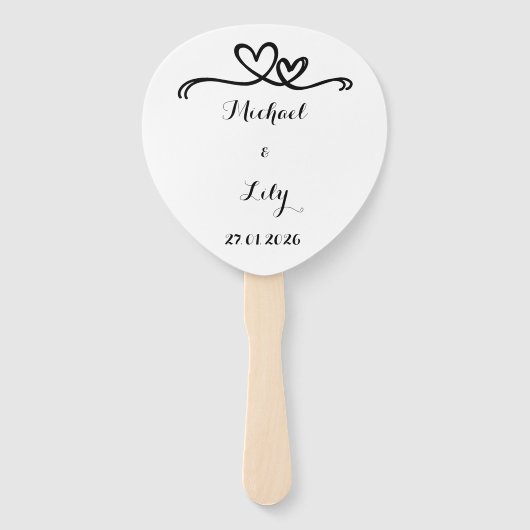 Elegante gepersonaliseerde witte trouw handwaaier (Voorkant)