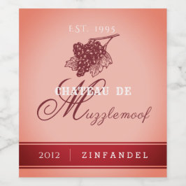 Elegante gepersonaliseerde witte Zinfandel gekleur Wijn Etiket
