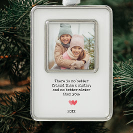 Elegante Gepersonaliseerde Zuster Foto & Quote Verzilverd Omlijst Ornament
