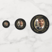 Elegante gepersonaliseerde zwart-gouden Afstuderen Confetti (Achterkanten)