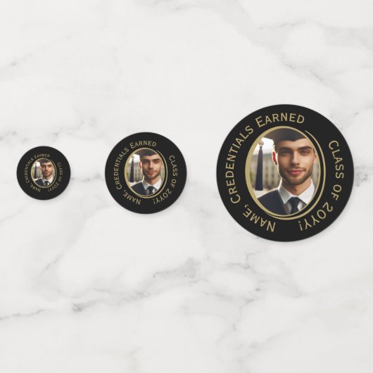 Elegante gepersonaliseerde zwart-gouden Afstuderen Confetti (Achterkanten)