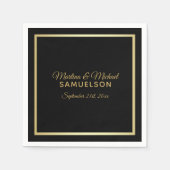 Elegante gepersonaliseerde zwart gouden Lijst brui Servetten (Voorkant)